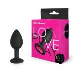 Малая силиконовая анальная пробка Sexy Friend чёрная с розовым кристаллом - 7,3 см Малая силиконовая анальная пробка Sexy Friend чёрная с розовым кристаллом - 7,3 см