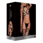 Стильная кожаная сбруя-портупея Chara Beautiful Breast Harness с клёпками - чёрная