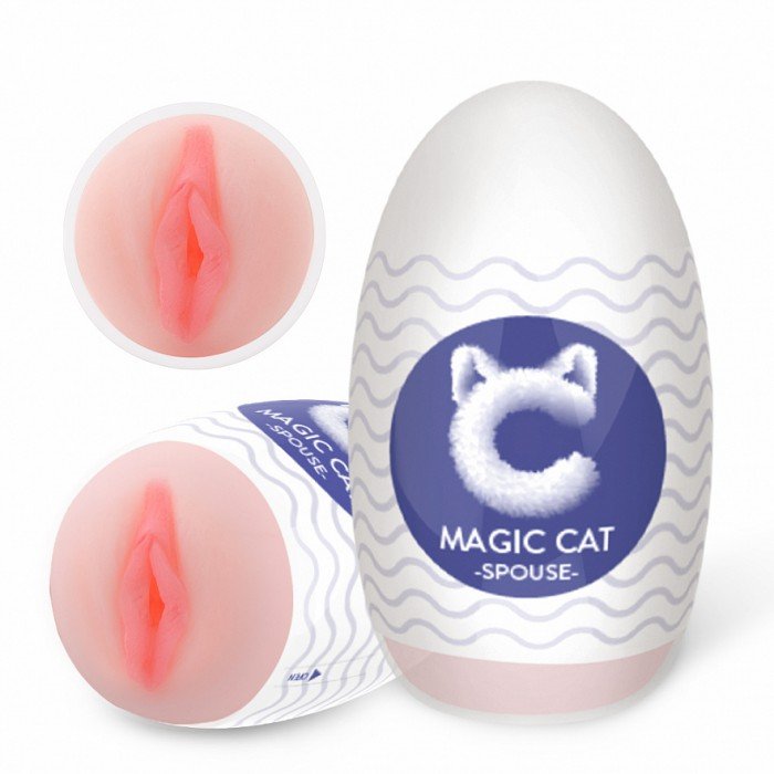 Мини-мастурбатор Magic Cat Spouse в форме половых губ девушки 28-34 лет - телесный - 10,6 см