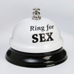 Сувенир - звонок настольный с надписью Ring for SEX - белый с чёрным - 7,5 см