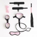 Набор БДСМ-аксессуаров для секс-игр в подневолье Сима-Ленд - 7 предметов - чёрно-розовый