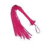 Яркая кожаная плеть Sitabella «Королевский велюр» - розовая - 40 см