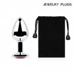 Средняя металлическая анальная пробка Jewelry Plug серебристая с красным кристаллом - 8 см Средняя металлическая анальная пробка Jewelry Plug серебристая с красным кристаллом - 8 см