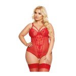 Роскошное боди с кружевом и интимным доступом SoftLine Amanda - красное Роскошное боди с кружевом и интимным доступом SoftLine Amanda - красное