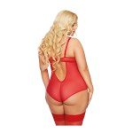 Роскошное боди с кружевом и интимным доступом SoftLine Amanda - красное Роскошное боди с кружевом и интимным доступом SoftLine Amanda - красное