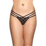 Оригинальные трусики-стринги с переплетением бретелей SoftLine Collection - чёрные