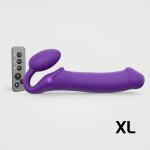 Безремневой силиконовый гибкий страпон с вибрацией и пультом ДУ - Strap-on-me Vibrating Bendable Strap-on - XL - фиолетовый