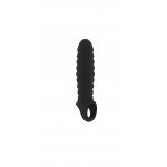 Увеличивающая насадка на пенис закрытого типа с кольцом для мошонки No.32 Stretchy Penis Extension - черная - 15,2 см
