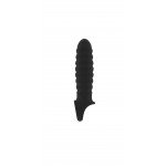 Увеличивающая насадка на пенис закрытого типа с кольцом для мошонки No.32 Stretchy Penis Extension - черная - 15,2 см
