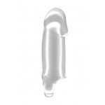 Увеличивающая насадка закрытого типа с кольцом для фиксации на мошонке No.37 - Stretchy Thick Penis - прозрачная - 15,2 см