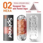 Мастурбатор с вращением Tenga Spinner Hexa с мягкими шестиугольниками - с оранжевой спиралью - 13 см Мастурбатор с вращением Tenga Spinner Hexa с мягкими шестиугольниками - с оранжевой спиралью - 13 см