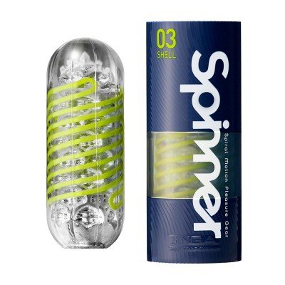 Мастурбатор с вращением Tenga Spinner Shell с более плотным сжатием - с желтой спиралью - 13 см