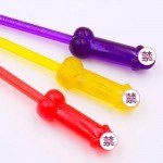 Набор разноцветных ложек для коктейлей с ручкой в виде пениса - 6 шт