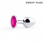 Малая анальная металлическая пробка Jewelry Plug серебристая с малиновым кристаллом - 7 см Малая анальная металлическая пробка Jewelry Plug серебристая с малиновым кристаллом - 7 см