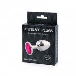 Малая анальная металлическая пробка Jewelry Plug серебристая с малиновым кристаллом - 7 см Малая анальная металлическая пробка Jewelry Plug серебристая с малиновым кристаллом - 7 см