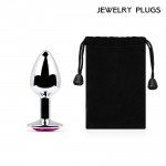 Малая анальная металлическая пробка Jewelry Plug серебристая с малиновым кристаллом - 7 см Малая анальная металлическая пробка Jewelry Plug серебристая с малиновым кристаллом - 7 см