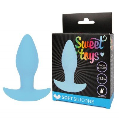 Классическая анальная пробка из силикона Sweet Toys - голубая - 10 см