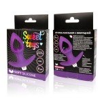 Силиконовая анальная пробка-сердечко с вибрацтей Sweet Toys - фиолетовая - 8 см