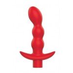 Изогнутый анальный вибратор пробка из силикона Sweet Toys - красный - 14 см