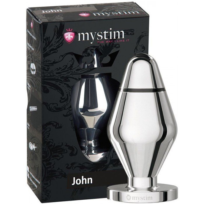 Алюминиевая анальная пробка для электростимуляции MyStim John размера L - 10,5 см Алюминиевая анальная пробка для электростимуляции MyStim John размера L - 10,5 см