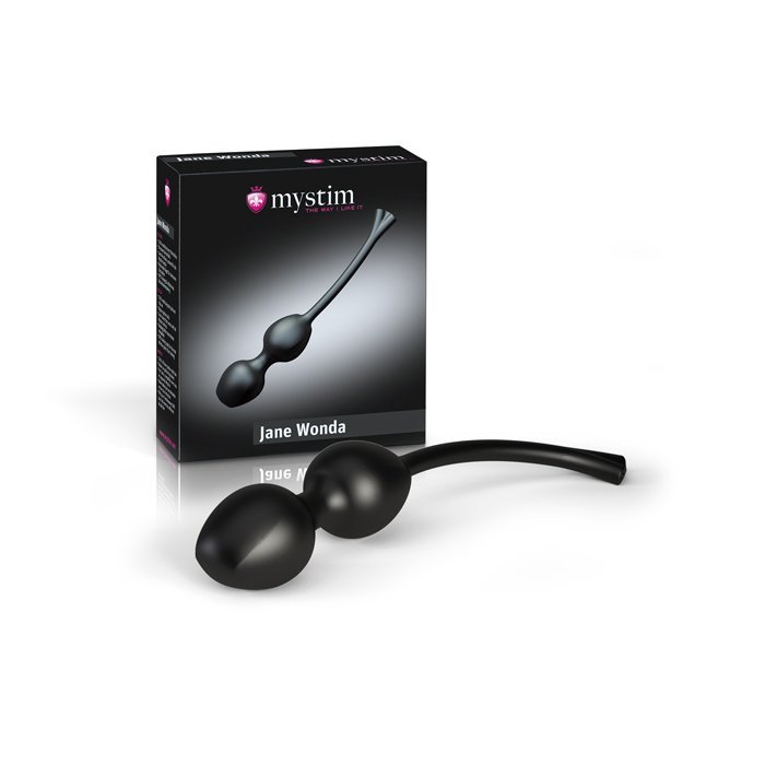 Вагинальные шарики с электростимуляцией на сцепке Duo Jane Wonda Geisha - чёрные Вагинальные шарики с электростимуляцией на сцепке Duo Jane Wonda Geisha - чёрные