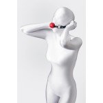 Пластиковый кляп-шар с отверстиями Anonymo на чёрных кожаных ремешках - красный