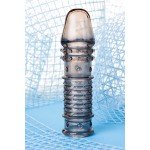 Закрытая насадка на пенис ToyFa XLover с чешуйками и пупырышками - дымчатая - 13,5 см