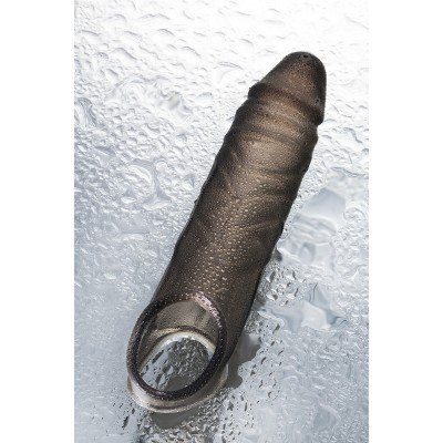 Закрытая насадка на пенис с подхватом мошонки ToyFa XLover - дымчатая - 15,5 см