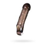 Закрытая насадка на пенис с вибрацией Toyfa XLover с подхватом мошонки - дымчатая - 15,5 см
