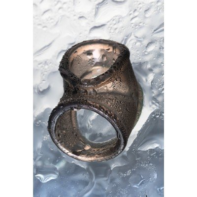 Эрекционное кольцо-насадка с фиксацией мошонки ToyFa Xlover - дымчатое - 3,5 см