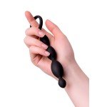 Анальная цепочка A-toys Anal Beads с удобной ручкой-кольцом - чёрная - 19,5 см