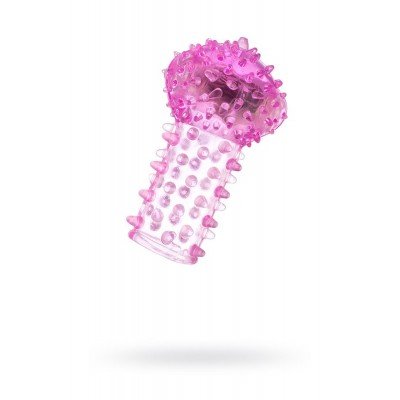 Вибронасадка на палец ToyFa с виброэлементом в головке - розовая - 6,5 см