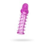 Насадка на пенис с шипами на стволе и мелкими шишечками на головке - розовая - 14 см