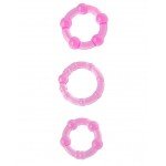 Набор из 3 стимулирующих эрекционных колец ToyFa с разным рельефом  - розовые
