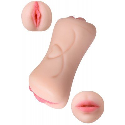 Двусторонний мастурбатор ротик и вагина Juicy Pussy Pretty Mouth - телесный - 17 см
