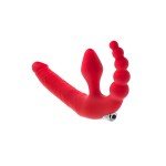Безремневой страпон с анальным отростком и вибрацией TOYFA Black and Red - красный Безремневой страпон с анальным отростком и вибрацией TOYFA Black and Red - красный