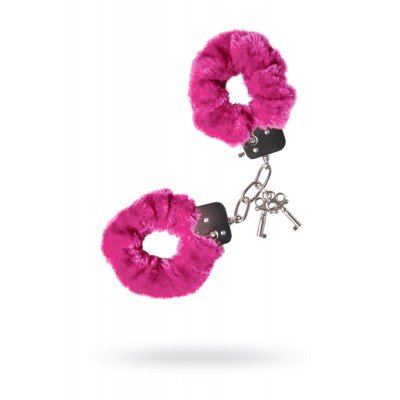 Металлические наручники ToyFa Theatre с розовым мехом