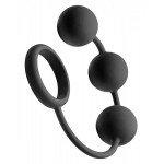 Анальные шарики с эрекционным кольцом Tom of Finland Silicone Cock Ring with 3 Weighted Balls
