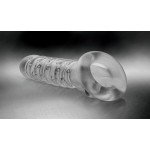 Утолщающая ребристая насадка на пенис закрытого типа Tom of Finland - прозрачная - 19 см