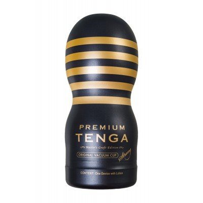 Мастурбатор с эффектом вакуума и интенсивной стимуляции Tenga Premium Original Vacuum Cup Hard c уникальным внутренним рельефом - чёрный - 15,5 см