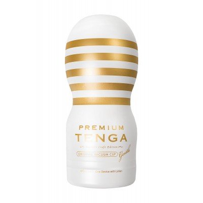 Мастурбатор с эффектом вакуума и мягкой стимуляции Tenga Premium Original Vacuum Cup Gentle c уникальным внутренним рельефом - белый - 15,5 см