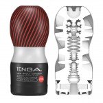 Мастурбатор TENGA Air Flow Cup Strong с воздушными клапанами, плотным обхватом и интенсивной стимуляцией - чёрный - 15,5 см