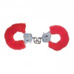 Металлические наручники Love Cuffs Plush с красным мехом