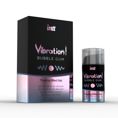 Стимулирующий гель жидкий вибратор на водной основе со вкусом жвачки Intt Vibration Bubble Gum - 15 мл
