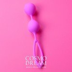 Вагинальные шарики двойные со смещённым центром тяжести COSMO DREAM с петелькой - розовые