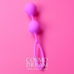 Вагинальные шарики двойные со смещённым центром тяжести COSMO DREAM с петелькой - розовые Вагинальные шарики двойные со смещённым центром тяжести COSMO DREAM с петелькой - розовые