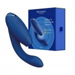 Бесконтактный клиторальный стимулятор с вибрацией Womanizer Duo 2 с началом работы от соприкосновения и функцией сброса интенсивности - синий