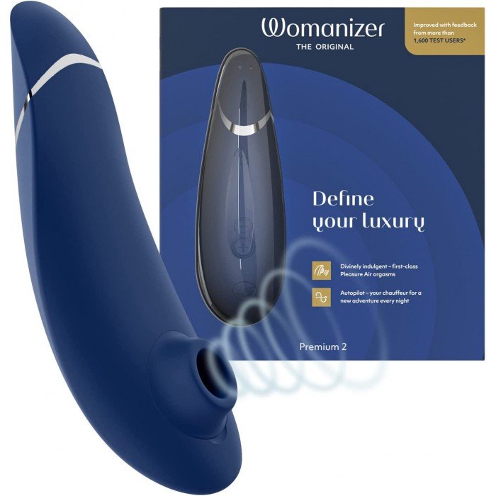 Бесконтактный вакуумный клиторальный стимулятор Womanizer Premium 2 с функцией автопилота и началом работы от соприкосновения - синий Бесконтактный вакуумный клиторальный стимулятор Womanizer Premium 2 с функцией автопилота и началом работы от соприкосновения - синий