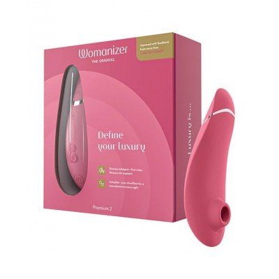 Бесконтактный вакуумный клиторальный стимулятор Womanizer Premium 2 с функцией автопилота и началом работы от соприкосновения - розовый