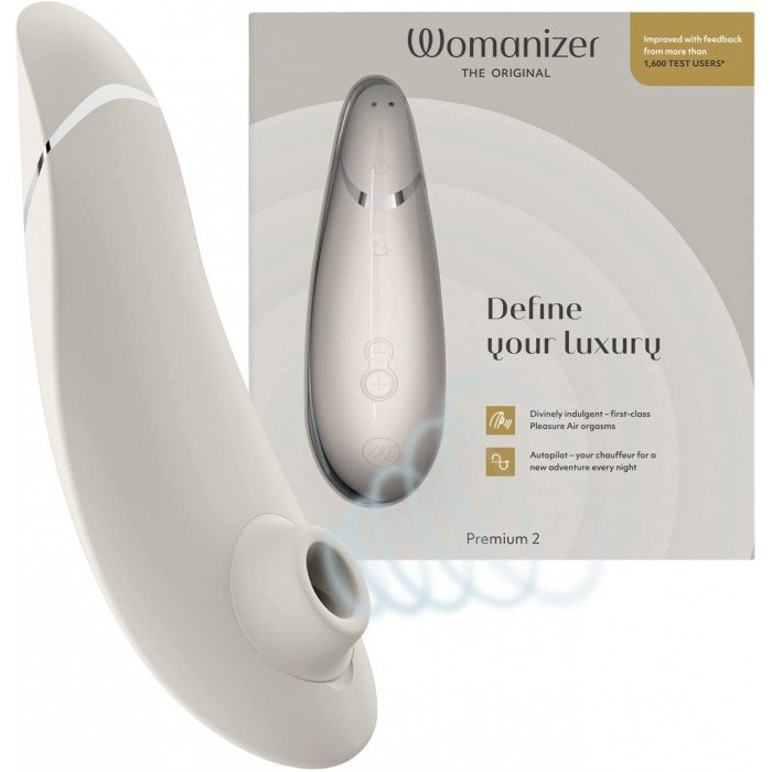 Бесконтактный вакуумный клиторальный стимулятор Womanizer Premium 2 с функцией автопилота и началом работы от соприкосновения - серый Бесконтактный вакуумный клиторальный стимулятор Womanizer Premium 2 с функцией автопилота и началом работы от соприкосновения - серый